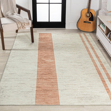 Raita Modern Distressed Stripe Machine-washable Area Rug